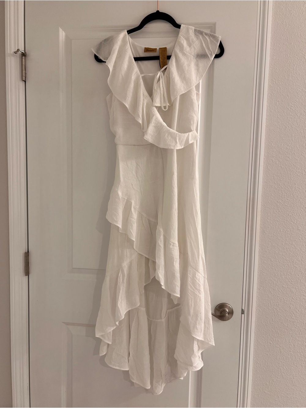 Wrangler White Ruffle High-Low Maxi Dress - Boho Western - Size Medium